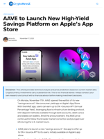 AAVE to Launch New High-Yield Savings Platform on Apple’s App Store - CryptoNewsZ