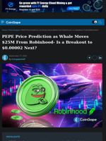 PEPE Price Prediction as Whale Moves $25M From Robinhood