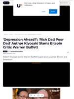 'Depression Ahead?': 'Rich Dad Poor Dad' Author Kiyosaki Slams Bitcoin Critic Warren Buffett - U.Today