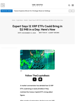 Expert Says 12 XRP ETFs Could Bring in $2.94B in a Day: Here’s How