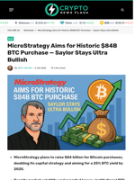 MicroStrategy Aims for Historic $84B BTC Purchase — Saylor Stays Ultra Bullish