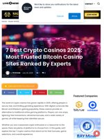 7 Best Crypto Casinos 2025: Most Trusted Bitcoin Casino Sites Ranked By Experts | Live Bitcoin News