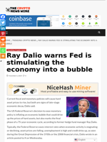 Ray Dalio warns Fed is stimulating the economy into a bubble - The Crypto News Wire