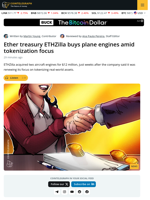 ETHZilla Buys Aircraft Engines Amid Tokenization Focus
