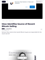 Mow Identifies Source of Recent Bitcoin Selling - U.Today