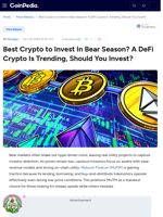 Best Crypto to Invest In Bear Season? A DeFi Crypto Is Trending, Should You Invest?