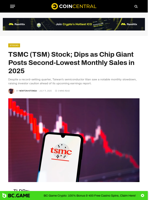 TSMC (TSM) Stock; Dips as Chip Giant Posts Second-Lowest Monthly Sales in 2025 - CoinCentral