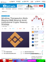 Windtree Therapeutics Mulls Massive BNB Reserve Amid Institutional Crypto Treasury Strategy ⋆ ZyCrypto