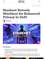 Starknet Reveals Shieldnet for Enhanced Privacy in DeFi