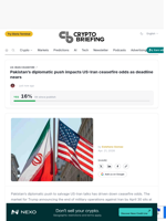 Pakistan's diplomatic push impacts US-Iran ceasefire odds as deadline nears