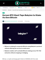 Korean BTC Giant Taps Babylon to Stake Its Own Bitcoin - Crypto News Flash