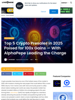 Top 5 Crypto Presales in 2025 Poised for 100x Gains — With AlphaPepe Leading the Charge | Live Bitcoin News