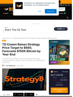 TD Cowen Raises Strategy Price Target To $680, Forecasts $155K Bitcoin By Year-End