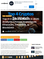 Top 4 Cryptos to Watch in 2026: Analysts Choose Hyperliquid, Ethereum, Chainlink, & BlockDAG | Live Bitcoin News