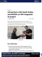 xAI partners with Saudi Arabia and NVIDIA on 500-megawatt AI project