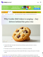 Why has Cookie DAO token price been rising?