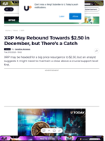 XRP May Rebound Towards $2.50 in December, but There’s a Catch - U.Today