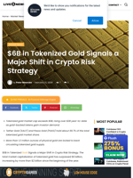 Tokenized Gold Surpasses $6B in Crypto Risk Shifts