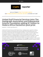 United Gulf Financial Services joins The Hashgraph Association and Exponential Science Foundation adding $1 million to Hedera Africa Hackathon pool prize