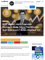 BTC News: Jan3 Founder Samson Mow Says The Bitcoin Bull Run Hasn't Even Started Yet | Live Bitcoin News