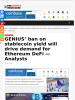 GENIUS' ban on stablecoin yield will drive demand for Ethereum DeFi — Analysts - The Crypto News Wire