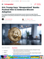 Eric Trump Says 'Weaponized' Banks Pushed Him to Embrace Bitcoin Adoption - Coinspeaker