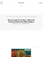 Bitcoin Could “Go to Zero,” Warns the Economist Who Saw 2008 Collapse