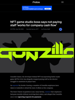 NFT game studio boss says not paying staff 'works for company cash flow'