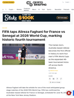 FIFA taps Alireza Faghani for France vs Senegal at 2026 World Cup, marking historic fourth tournament