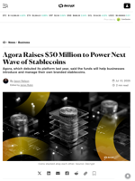 Agora Raises $50 Million to Power Next Wave of Stablecoins - Decrypt