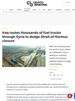 Iraq routes thousands of fuel trucks through Syria to dodge Strait of Hormuz closure