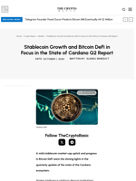 Stablecoin Growth and Bitcoin DeFi in Focus in the State of Cardano Q2 Report