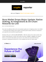 Nura Wallet Drops Major Update: Native Staking, AI Integrations & On-Chain Rewards Go Live