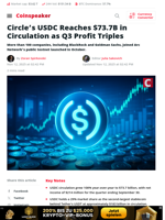 Circle's USDC Reaches $73.7B in Circulation as Q3 Profit Triples - Coinspeaker