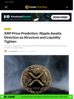 XRP Price Prediction: Ripple Awaits Direction as Structure and Liquidity Tighten