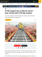 Bitcoin Drops 5% As Historical August Bearish Trend Continues