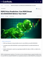 PEPE Price Prediction: Can PEPE Break $0.00000500 Before Year-End?