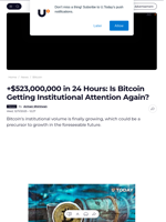 +$523,000,000 in 24 Hours: Is Bitcoin Getting Institutional Attention Again? - U.Today