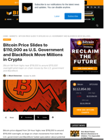 Bitcoin Price Falls To $110,000 As Institutions Move Millions