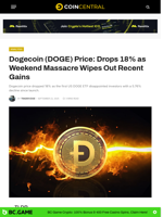 Dogecoin (DOGE) Price: Drops 18% as Weekend Massacre Wipes Out Recent Gains - CoinCentral