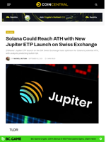 Solana Could Reach ATH with New Jupiter ETP Launch on Swiss Exchange - CoinCentral