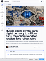 Russia opens digital ruble access to customers Sept. 1
