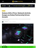 Solana (SOL) Price: Network Activity Surges as Dubai Partnership Drives Growth - CoinCentral
