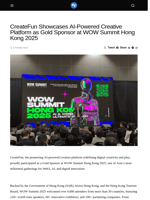 CreateFun Showcases AI-Powered Creative Platform as Gold Sponsor at WOW Summit Hong Kong 2025 - Visionary Financial