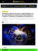 NYDIG Calls for End to mNAV Metric in Crypto Treasury Company Valuations - CoinCentral