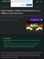 Bybit Acquires NOBI to Tap Indonesia's 22.4 Million Crypto Investors