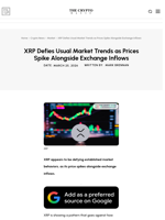 XRP Defies Usual Market Trends as Prices Spike Alongside Exchange Inflows