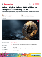 Galaxy Digital Raises $460 Million to Dump Bitcoin Mining for AI - Coinspeaker