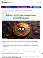 Polygon price bounces amid major payments upgrade - CoinJournal