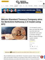Bitcoin Standard Treasury Company aims for Berkshire Hathaway 2.0 model using BTC